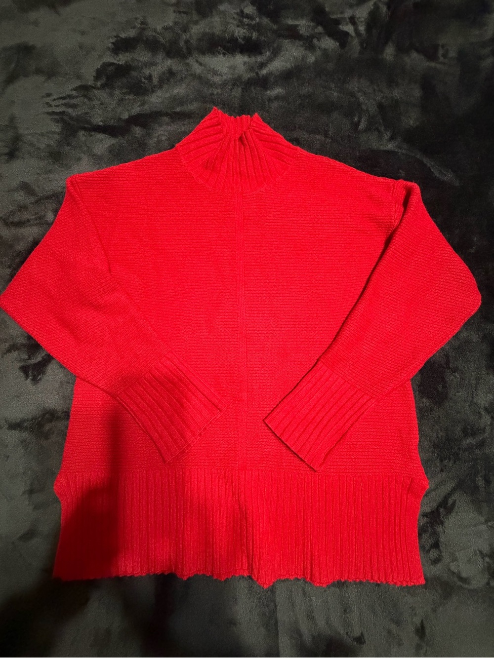 Cyrus Bright Red Ribbed Turtleneck Sweater